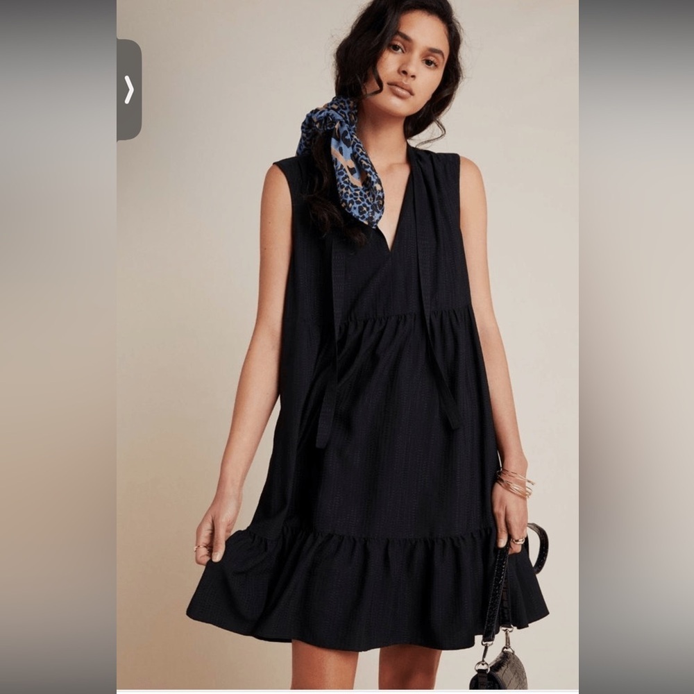 Maeve Anthropologie Black Tiered Swing Tunic Dress – Petite Small